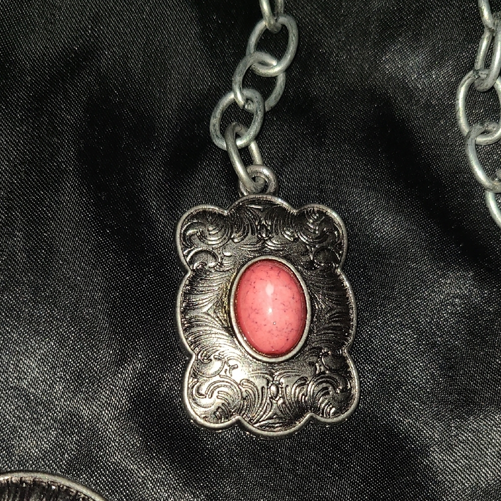 Silver and Pink Women's Belt - Picture 2 of 6